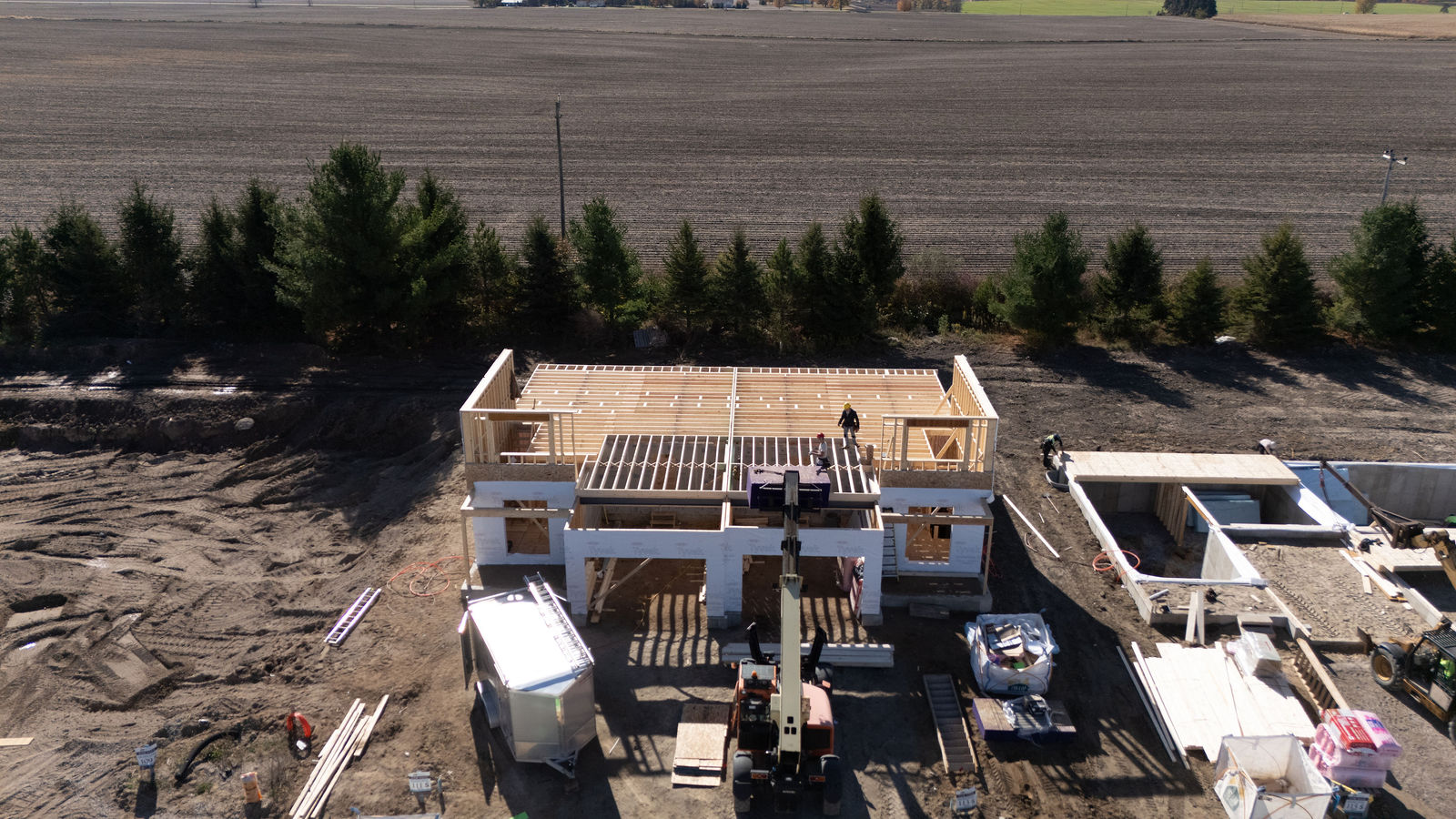 Custom home framing project in progress near London Ontario
