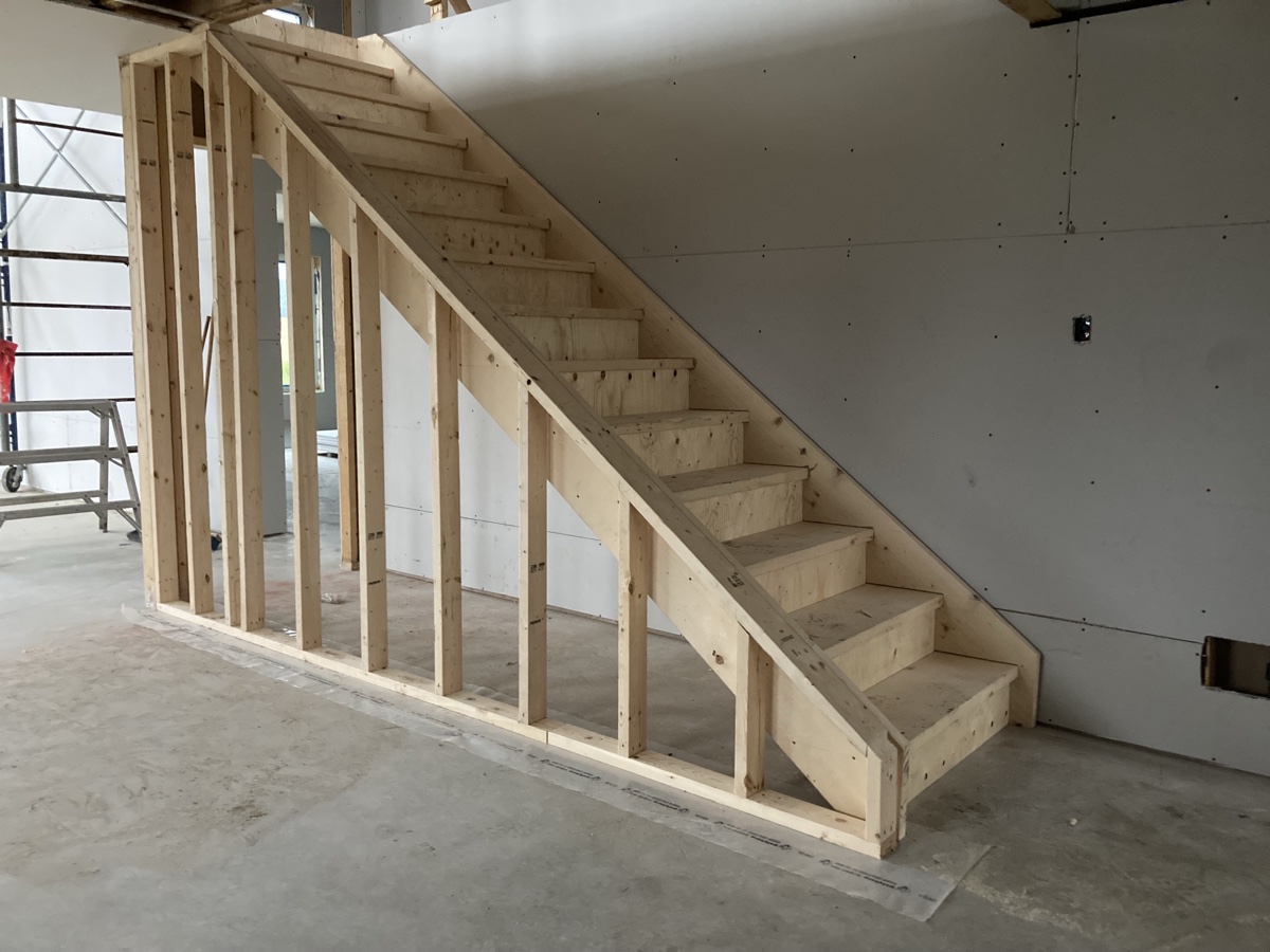 Interior stair and wall framing for renovation work
