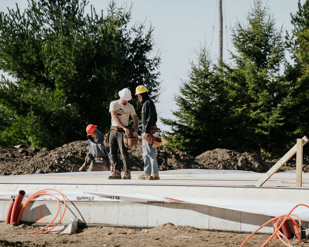Residential construction progress for basement planning